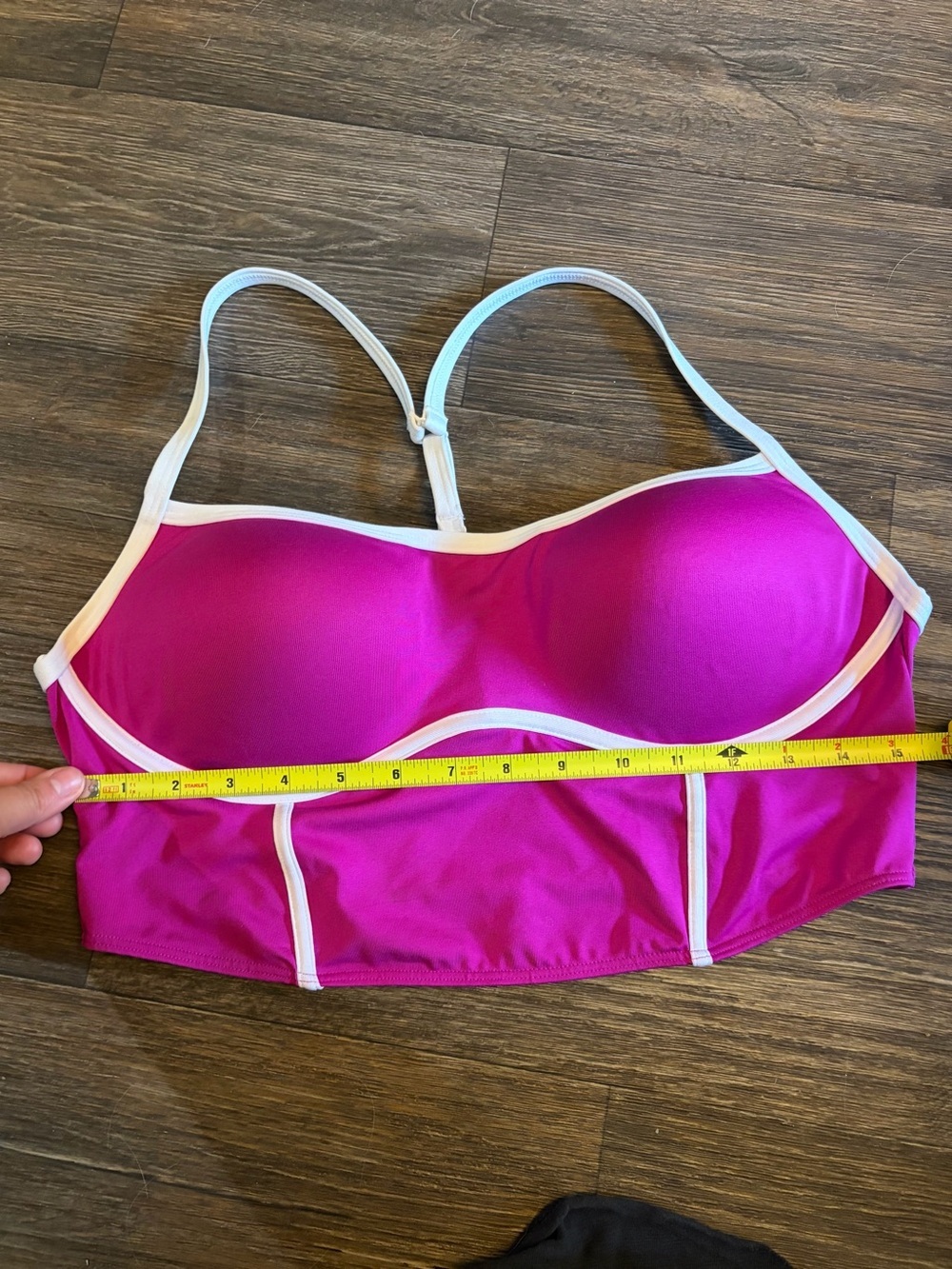 Victoria Secret PINK Preppy Sports Bra XL Bralette Solid Fuchsia White Push Up - Picture 2 of 7